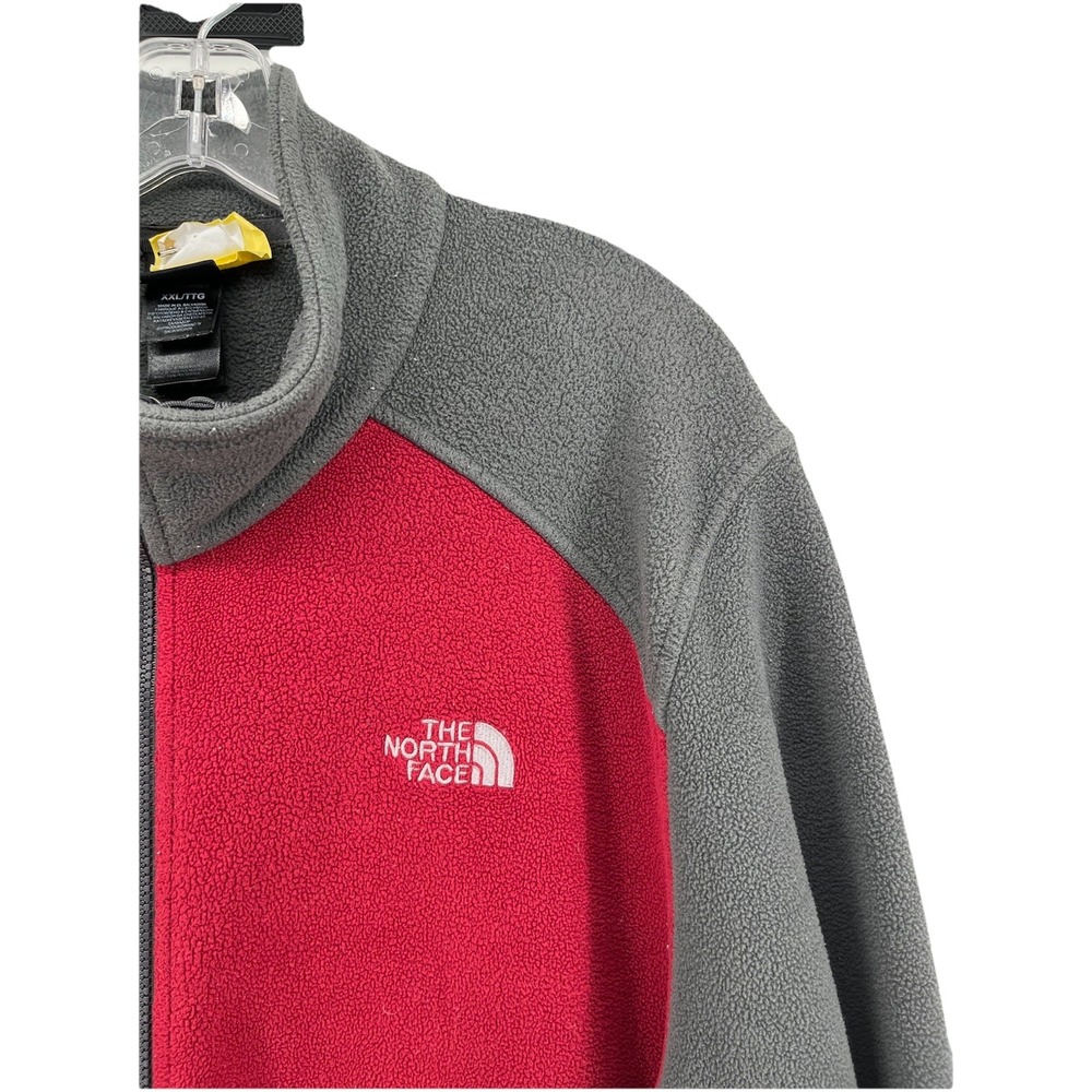 THE NORTH FACE FLEECE Full zip front SIZE XXL jACKET RED & Gray Men's Flash Dry